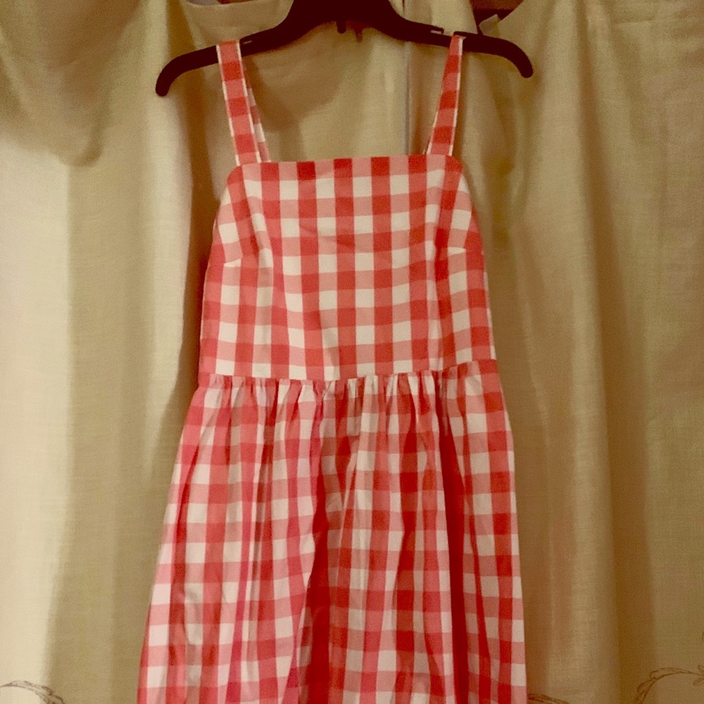 NWT J Crew Factory Pink Gingham Apron Dress